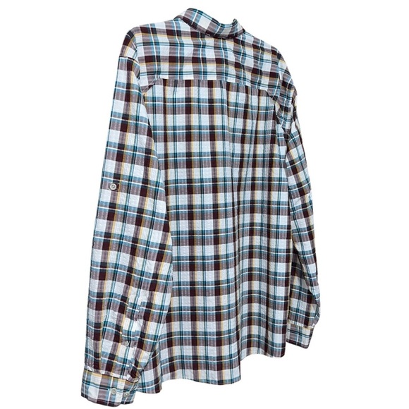 Eddie Bauer UPF 40 MR Long-Sleeve Pack It Tech Seersucker Dk Sable Size XXL - Picture 7 of 12